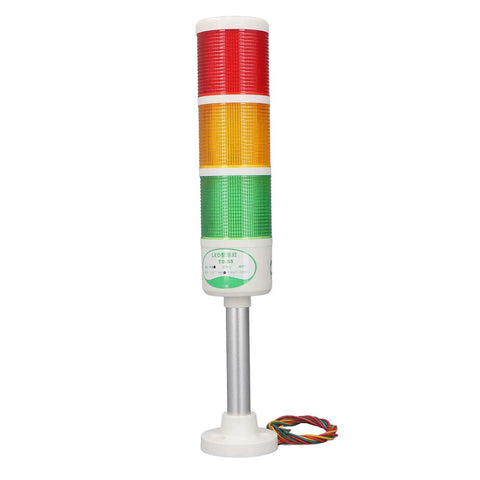 Three Layer LED Stack Tower Light for CNC Machines and Automatic Production Lines 24 Volt Aluminum Alloy Signal Indicator Lamp with Bright LED Beacon and Clear Three Stage Visibility