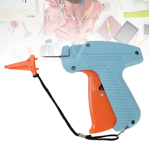 Clothes Tagging Machine For Clothing, Price Tag Attacher Kit, blue and orange handheld applicator with plastic fastener