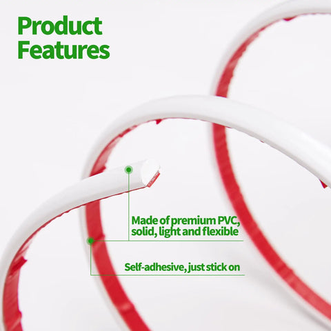 DIY Friendly Self Adhesive Peel And Stick Trim For Walls And Borders Flexible Molding; close-up of white PVC coil