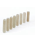 Heavy Duty Fluted Wooden Dowel Pins 100 Piece Set With Smooth Beveled Tips For Zero Drama Woodworking Joints Plus Straight Shooting Alignment For Top Shelf Furniture Repairs And Weekend DIY Projects At 15 64 Inch Diameter, arranged in a row.