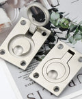 2 Pack Square Flush Pull Ring Handles in 304 Stainless Steel for Recessed Boat Hatch Latch and Cabinet Flush Mount Hidden Lifting Ring