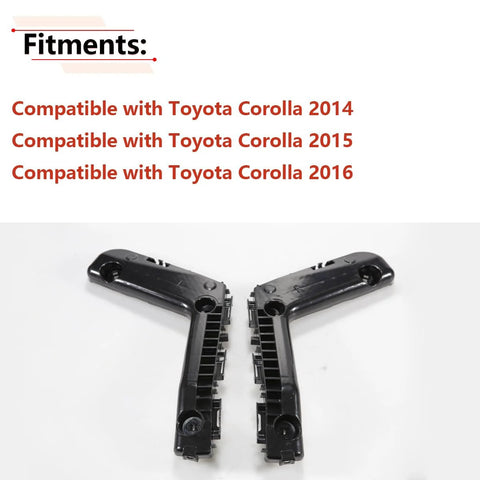 RLB-HILON front bumper bracket pair, black plastic, fits Toyota Corolla 2014–2016, driver and passenger sides