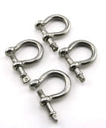 Badass Heavy Duty Bow Shape Screw Pin Anchor Shackle One Quarter Inch 304 Stainless Steel Four Pack 716 Pound Working Load Limit For Chain Rigging Wire Rope And Tough Outdoor Builds - close-up of four shackles.