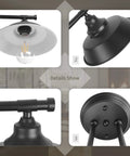 Close-up details of Two Light Matte Black Bathroom Vanity Light Bar for Mirror Dope Farmhouse Rustic Industrial Style.
