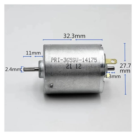 PRI 365SV 14175 Mini 28mm Dual Shaft Electric Motor with 2.4mm knurled shaft, size 27.7x32.3mm for DIY home sweeper robot