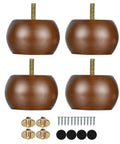 Two Inch Walnut Bun Furniture Feet For Sofa Couch And Ottoman Solid Wood Round Leg Set Of Four Predrilled M8 Bolts and Brackets