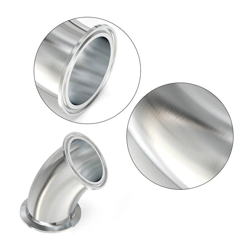 TAISHER 2PCS 304 stainless steel 45° sanitary elbow with 2 in tri-clamp ferrule flange and 4 silicone gaskets