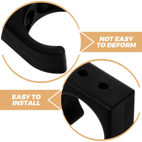 Close-up of Two Pack Nylon Water Pipe Clamps For Marine Use, easy to install, featuring durability and black marine-grade material.