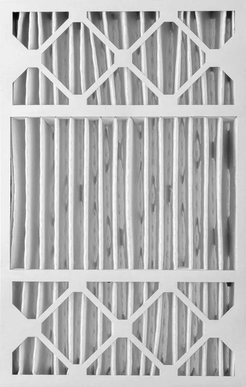 Replacement Air Filter 16x25x5 for HVAC Systems, MERV 12, Actual Size 15.75 x 24.75 x 4.38, close-up of pleated design