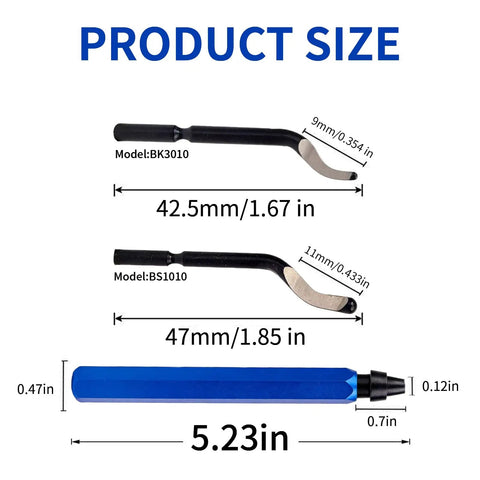 Product size of Pro Grade Deburring Tool Kit With 20 High Speed Blades For Metal Resin Copper Plastic PVC Pipes And 3D Printing