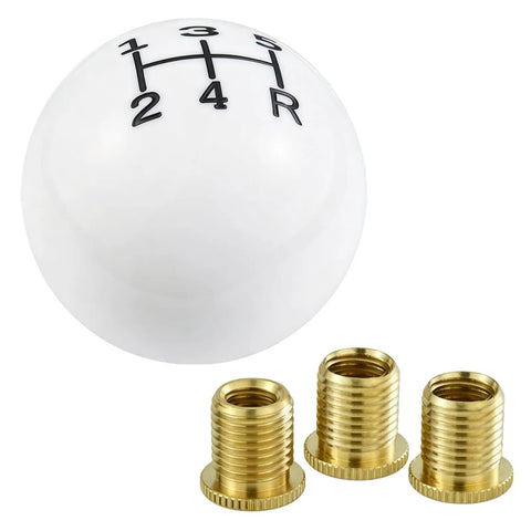 Dope Ball Shift Knob 5 Speed Round Gear Stick Shifter Knob For Most Manual And Automatic Cars White Finish with adapters