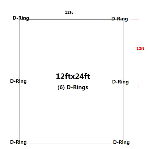 Diagram of Beefy Heavy Duty Tarp 18 Mil Thick Waterproof Reversible White Brown 12 By 24 Feet With D Rings layout shown.