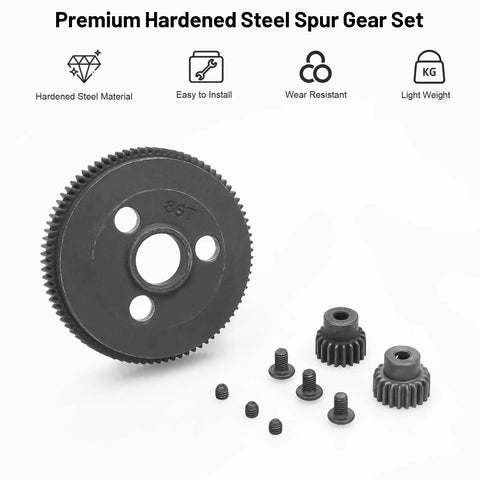 48P 86T Spur Gear Set Beefed Up With 19T And 21T Pinions for 1 by 10 RC Cars Upgrade Kit
