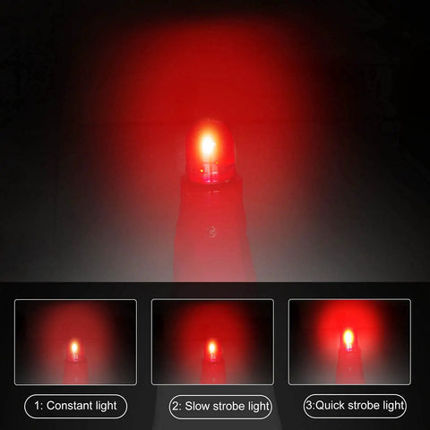4 Pack Traffic Cone Flasher LED Light 360 Degree Visibility With 3 Flash Modes showing constant and strobe lights for safety cones