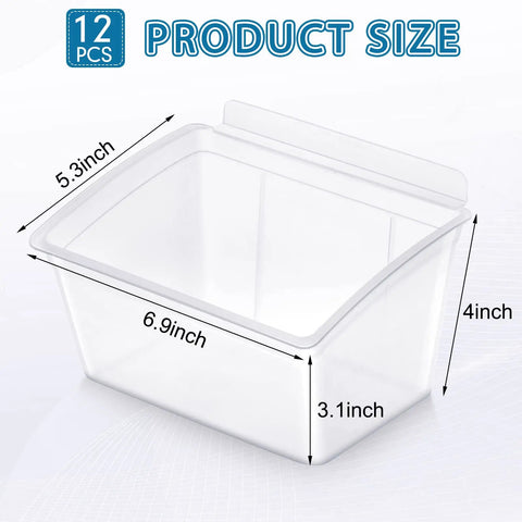 12 Pack Clear Slatwall Storage Bins For Garage Organization Durable Plastic Bins For Tools And Small Parts Wall Mounted Slatwall Containers See Through Design For Quick Access Neat And Handy