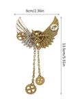 Cool Retro Vintage Industrial Gears Punk Brooch For Men And Women Distressed Bronze Mechanical Lapel Pin with bird and gears