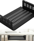 Heavy Duty Under Desk Computer Mount For Small Form Factor Desktops Plus Gaming Consoles Straight Up Rugged metal bracket with ventilation slots.