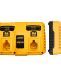 Dual Port Battery Charger For 18V NiCad NiMH XRP Batteries With Fast Charge, DC9320 Compatible, front and side view