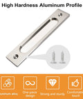 Rectangular Recessed Sliding Door Pulls 2 Piece Brushed Steel Flush Pulls For Aluminum Alloy Closet Doors with Mounting Screws