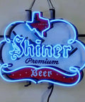 Real Glass Neon Beer Sign Blue 19x15 Inches for Home Bar Man Cave Pub Party, featuring 'Shiner Premium Beer' logo, energy-saving