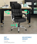 Ergonomic High Back Office Chair With Lumbar Support, Adjustable Desk Chair In PU Leather, Swivel Task Chair With Armrests