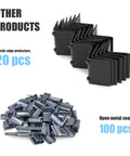 Boss Level Polypropylene Strapping Kit with 20 plastic edge protectors and 100 open metal seals displayed together.