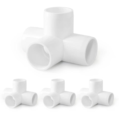 4 Way PVC Pipe Fittings 3/4 Inch White SCH40 Furniture Grade Connectors Elbow Corner Side Outlet Tee For DIY Cubes And Projects