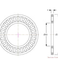 Shop Ready Heavy Duty Thrust Needle Roller Bearing Kit With Two Reinforced Chrome Steel Washers 90Mm ID 120Mm OD 4Mm Wide section view diagram.