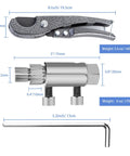 Heavy Duty 4 In 1 Pipe Tapping And Threading Tool For Pvc Water Lines set showing various sizes and weights of components.