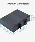 Rugged Industrial Five Port Gigabit PoE Switch With Four PoE Ports And One Uplink dimensions, black rectangular housing.