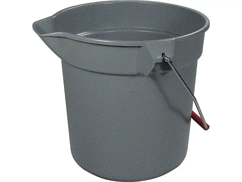 Heavy-Duty 10-Quart (2.5-Gallon) Round Bucket With Graduations, Easy Pour Spout, And Corrosion-Resistant Bail Handle For Pro Cleaning And Material Transport Gray Pail