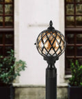 Dope Outdoor Post Light Fixture With Clear Glass Shade Black Finish IP65 Waterproof Exterior Pillar Lantern E26 Bulb Base 3 Inch Pier Mount