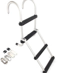 Four Step Aluminum Folding Boat Ladder Delivers Five Hundred Pound Capacity With Non Slip Steps Lightweight Removable Design For Pontoons Yachts And Docks Built Tough For Adults Kids And Gear, aluminum boat ladder with 4 non-slip steps and mounting hardware