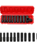 Top Rated 1/2 Inch Drive Socket Set For Impact Wrenches With 11 Piece Metric Hex Kit Made From Heavy Duty Chrome Vanadium Steel Perfect For Tough Jobs And Deep Guts Garage Work, 11-piece metric hex sockets in red case