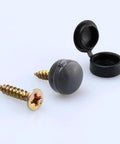 Fifty Piece Set Of Durable Plastic Screw Cap Covers For Furniture And Cabinets Featuring Slick Hidden Design with screw and cap.