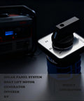 40A Rotary Changeover Switch for Industrial Power Control with 660V Rating, 3 Position ON OFF ON, 2 Poles, in a dark setting