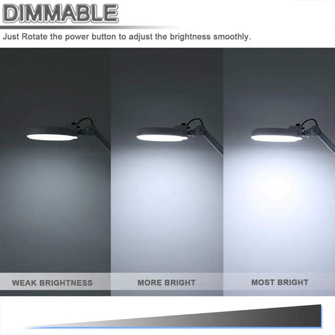 LED Floor Lamp With Magnifying Glass Light For Reading And Crafting showing dimmable brightness levels from weak to most bright