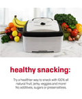 Square Electric Food Dehydrator With Four Stackable Trays And Even Heat Drying For Beef Jerky Fruit Veggies And Homemade Snacks Total Kitchen Gamechanger Fo Sho Smooth Operator on kitchen counter with fresh produce.