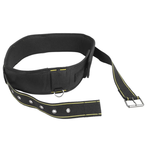 Pro Level Utility Tool Belt For Tradesmen And Carpenters Crafted From Tough 1200D Oxford Fabric With Quick Release Buckles, black and yellow design.