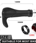 Dimension view of Lock On Mountain Bike Grips With Bar Ends, Ergonomic Grippy Rubber Handles, Anti Slip Comfort, Aluminum Locking Ring