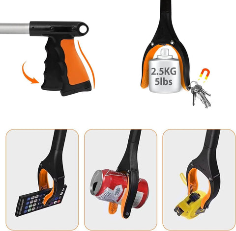 43-inch foldable grabber tool with magnets lifting various objects