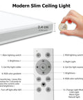 Details of Remote Controlled 12 Inch LED Ceiling Light, Dimmable 24W Flush Mount Fixture With 3200 Lumens and remote control functions.