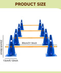 Bright Color Dope Dog Agility Hurdle Cone Set With Adjustable Poles shown with dimensions for backyard training