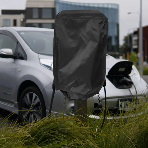 Heavy Duty Outdoor EV Charger Post Cover With Kickass Waterproof And Dustproof Shell for secure universal fit, 27.5x13.8x9.8 inches.
