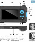 Top Notch Handheld Endoscope Offering Hella Sharp 1080P HD Viewing On A Solid 4.3 Inch Display And Badass Semirigid Snake Inspection Borescope With Five Meter Cable IP67 Waterproof Android IOS Ready Setup, showing buttons and interface.