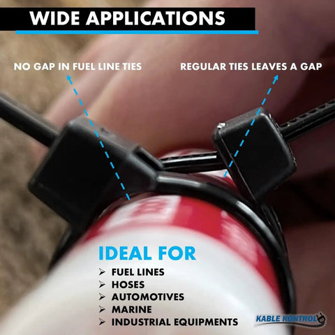 Radius Clamp Head Hose And Cable Ties 4 Inch 100 Pack Nylon Zip Ties securing fuel line with no gap comparison
