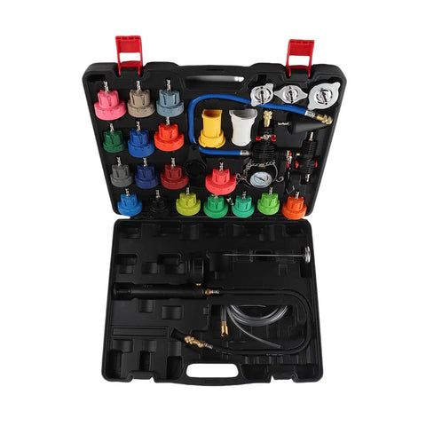 Universal Radiator Pressure Tester Kit With Pump Gauge For Coolant System Leak Detection And Vacuum Refill Tool Auto Cooling Water Tank Diagnostic Adapter Set Heavy Duty