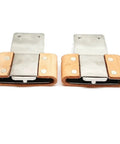 Leather Wrapped 2-1/2 Inch Western Saddle Stirrups Set With Vertical Post Aluminum Posts And Stainless Steel Slides, Made In USA