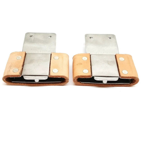 Leather Wrapped 2-1/2 Inch Western Saddle Stirrups Set With Vertical Post Aluminum Posts And Stainless Steel Slides, Made In USA