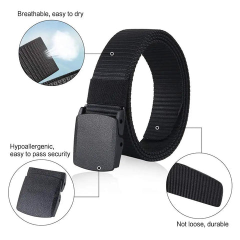 Durable Nylon Belt For Men 1.5 Inch Adjustable No Hole Slide Buckle Web Canvas Tactical Belt For Outdoor Hiking Camping EDC Everyday Carry Heavy Duty Versatile Gear Built To Last